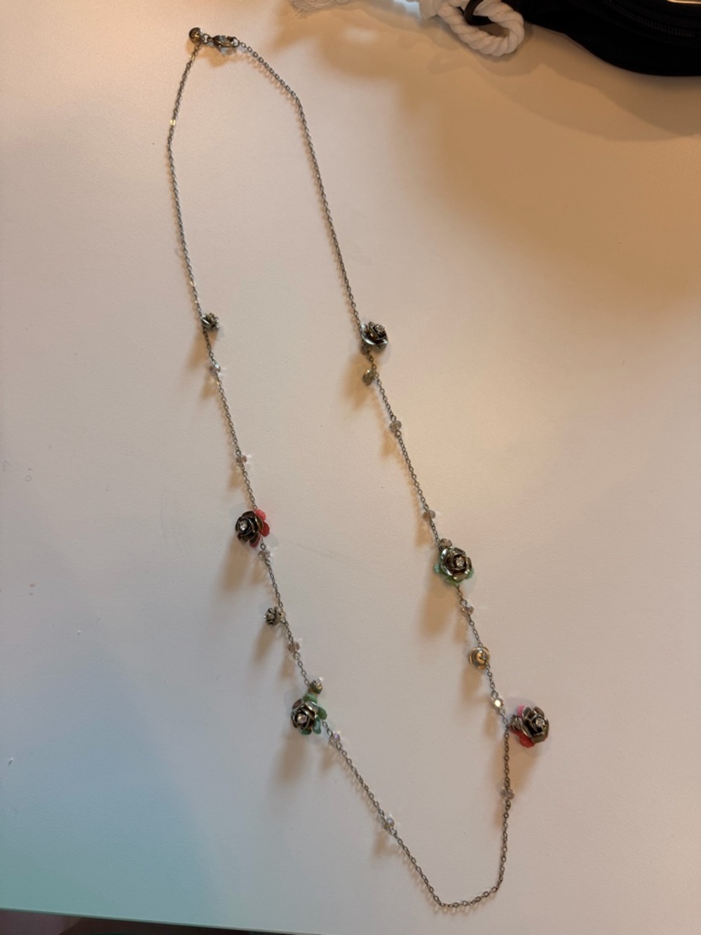 LOFT Delicate Silver Rose Necklace